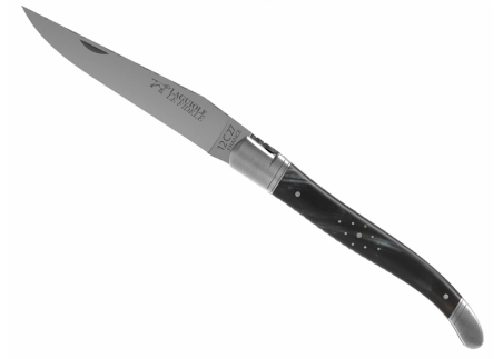 Prestige edition Laguiole knife with brown horn handle and stainless steel bolsters image 17