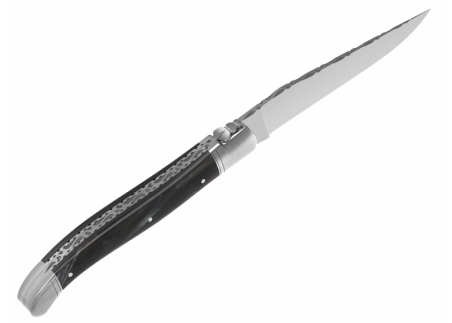 Prestige edition Laguiole knife with brown horn handle and stainless steel bolsters image 18