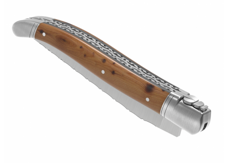 Prestige edition Laguiole knife with juniper wood handle and stainless steel bolsters image 7