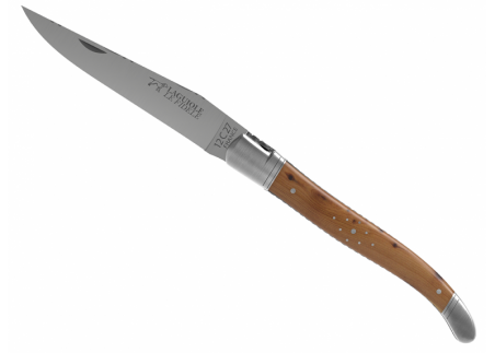 Prestige edition Laguiole knife with juniper wood handle and stainless steel bolsters image 10