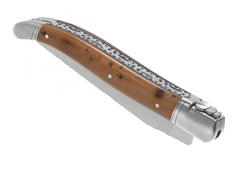 Prestige edition Laguiole knife with juniper wood handle and stainless steel bolsters image 14