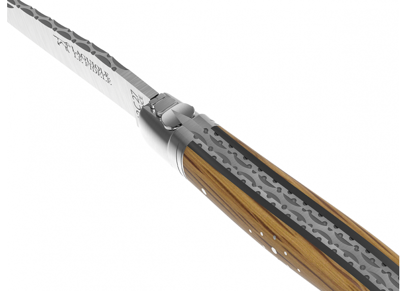 Prestige edition Laguiole knife with oak wood handle and stainless steel bolsters image 2