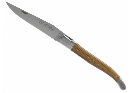 Prestige edition Laguiole knife with oak wood handle and stainless steel bolsters image 3