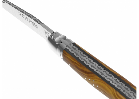 Prestige edition Laguiole knife with olive wood handle and stainless steel bolsters image 2