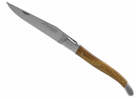 Prestige edition Laguiole knife with olive wood handle and stainless steel bolsters image 3