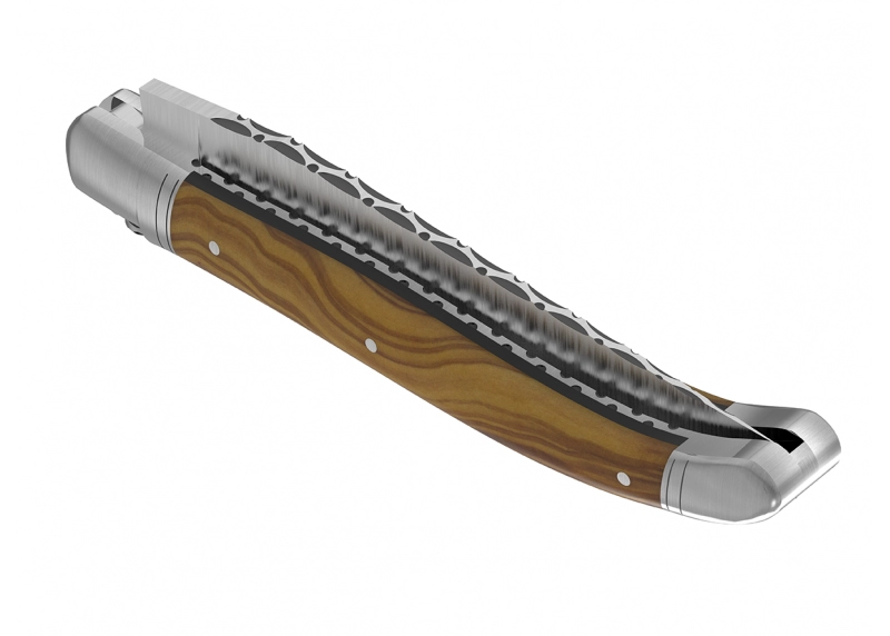 Prestige edition Laguiole knife with olive wood handle and stainless steel bolsters image 6