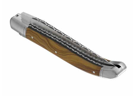 Prestige edition Laguiole knife with olive wood handle and stainless steel bolsters image 6