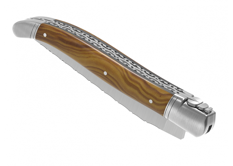 Prestige edition Laguiole knife with olive wood handle and stainless steel bolsters image 7