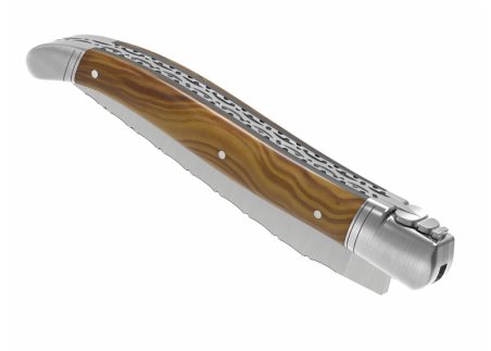 Prestige edition Laguiole knife with olive wood handle and stainless steel bolsters image 7