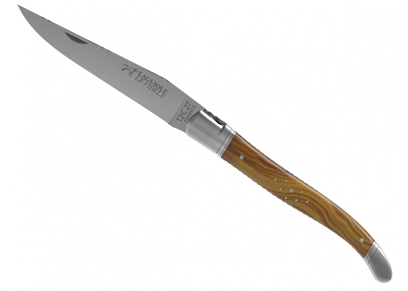 Prestige edition Laguiole knife with olive wood handle and stainless steel bolsters image 10