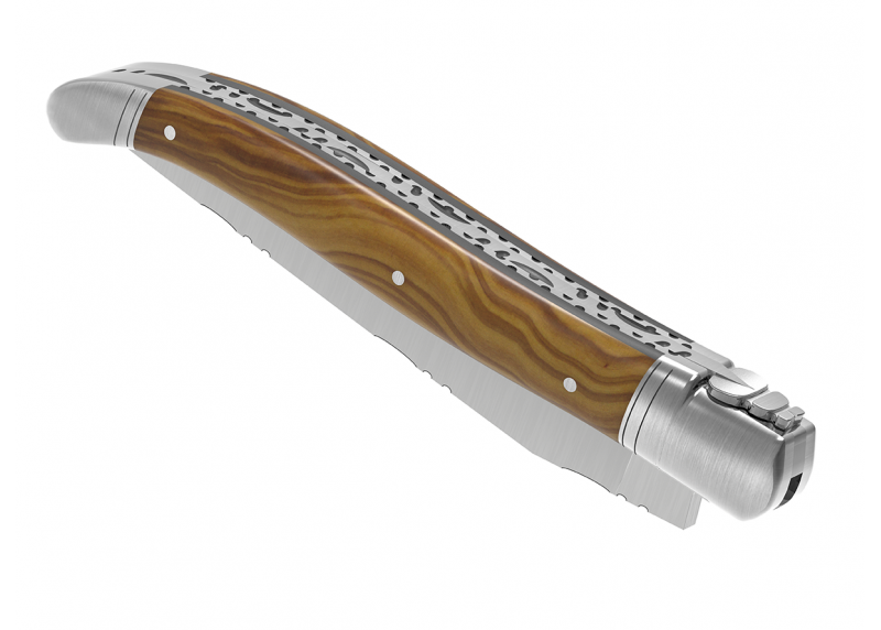 Prestige edition Laguiole knife with olive wood handle and stainless steel bolsters image 14