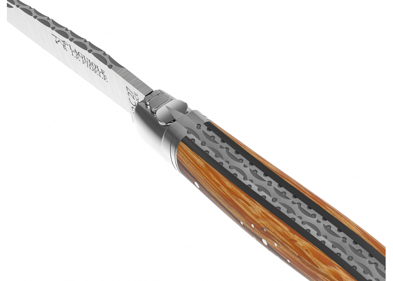 Prestige edition Laguiole knife with serpent wood handle and stainless steel bolsters image 2