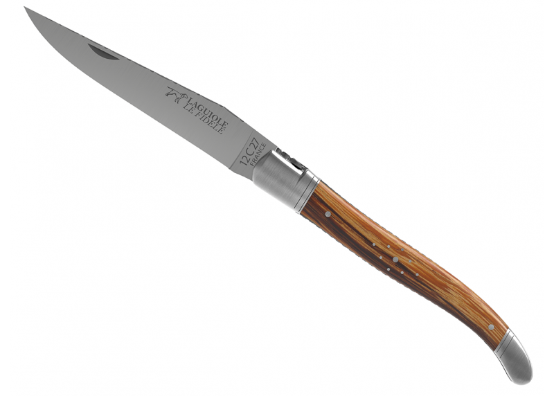 Prestige edition Laguiole knife with serpent wood handle and stainless steel bolsters image 3