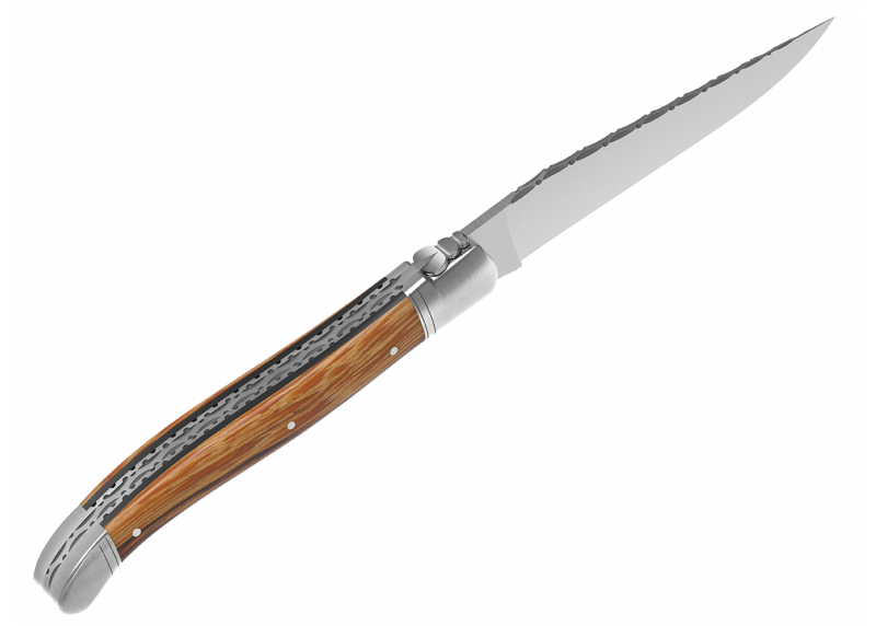 Prestige edition Laguiole knife with serpent wood handle and stainless steel bolsters image 4