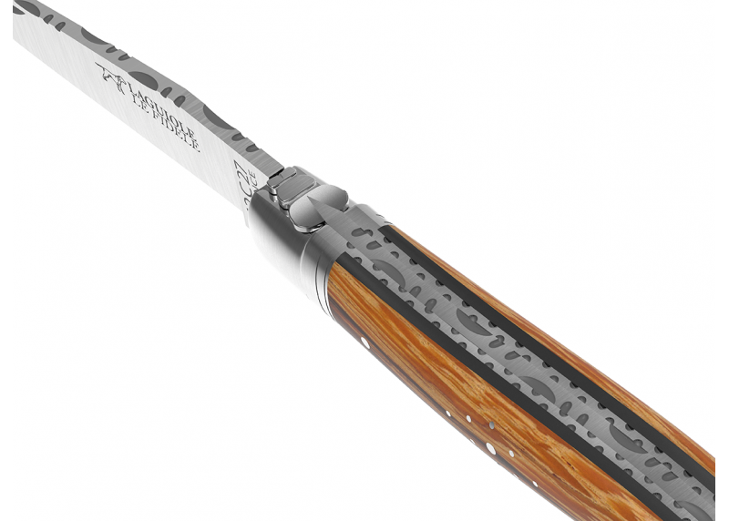 Prestige edition Laguiole knife with serpent wood handle and stainless steel bolsters image 9