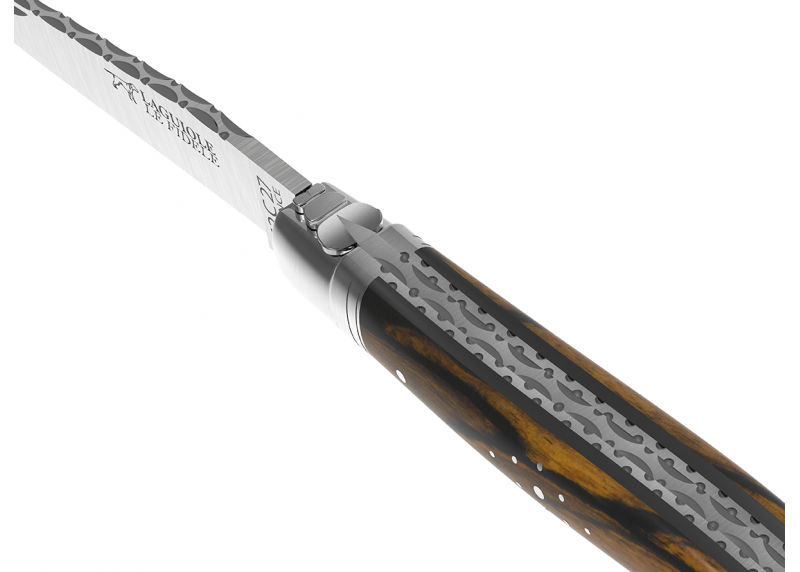 Prestige edition Laguiole knife with royal ebony wood handle and stainless steel bolsters image 2