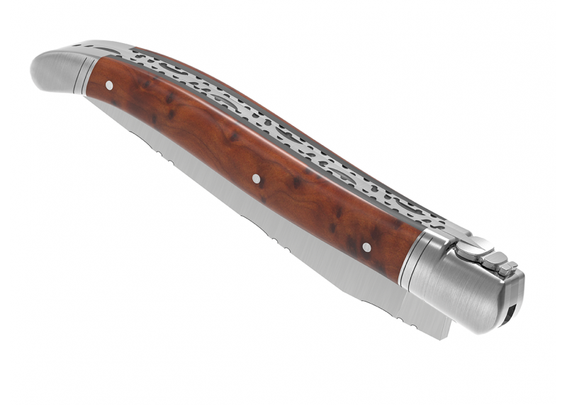 Prestige edition Laguiole knife with thuja root wood handle and stainless steel bolsters image 14