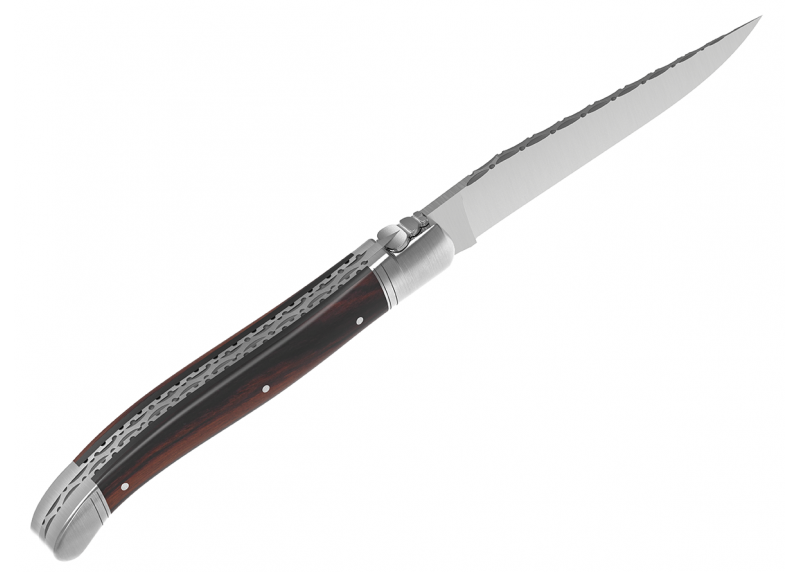 Prestige edition Laguiole knife with violet wood handle and stainless steel bolsters image 4