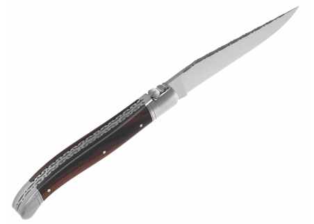 Prestige edition Laguiole knife with violet wood handle and stainless steel bolsters image 4