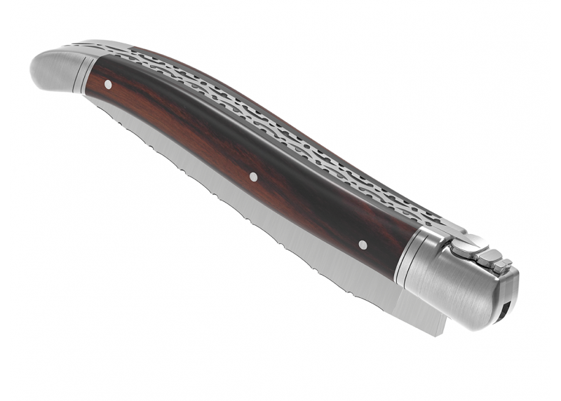 Prestige edition Laguiole knife with violet wood handle and stainless steel bolsters image 7