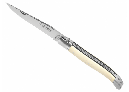 Prestige edition Laguiole knife with mammoth ivory handle and stainless steel bolsters image 1