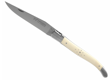 Prestige edition Laguiole knife with mammoth ivory handle and stainless steel bolsters image 3