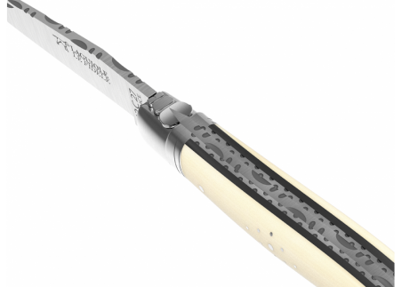 Prestige edition Laguiole knife with mammoth ivory handle and stainless steel bolsters image 9