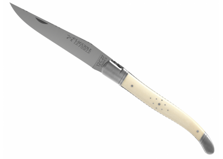 Prestige edition Laguiole knife with mammoth ivory handle and stainless steel bolsters image 10