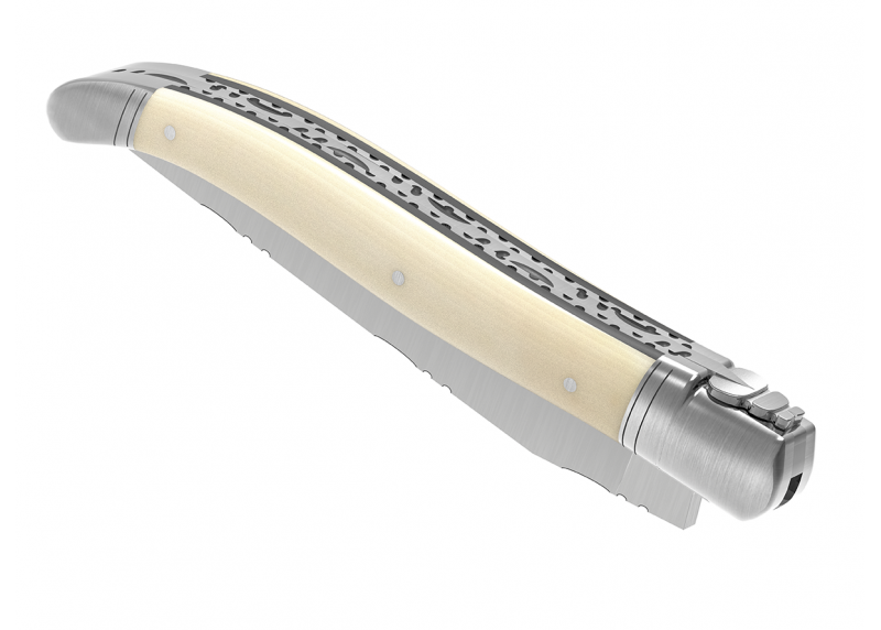 Prestige edition Laguiole knife with mammoth ivory handle and stainless steel bolsters image 14