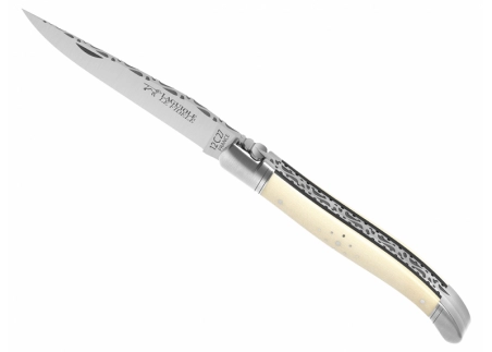 Prestige edition Laguiole knife with mammoth ivory handle and stainless steel bolsters image 15