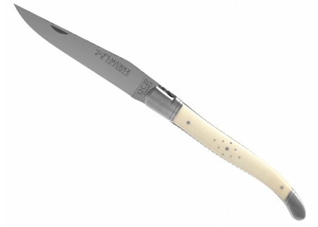 Prestige edition Laguiole knife with mammoth ivory handle and stainless steel bolsters image 17