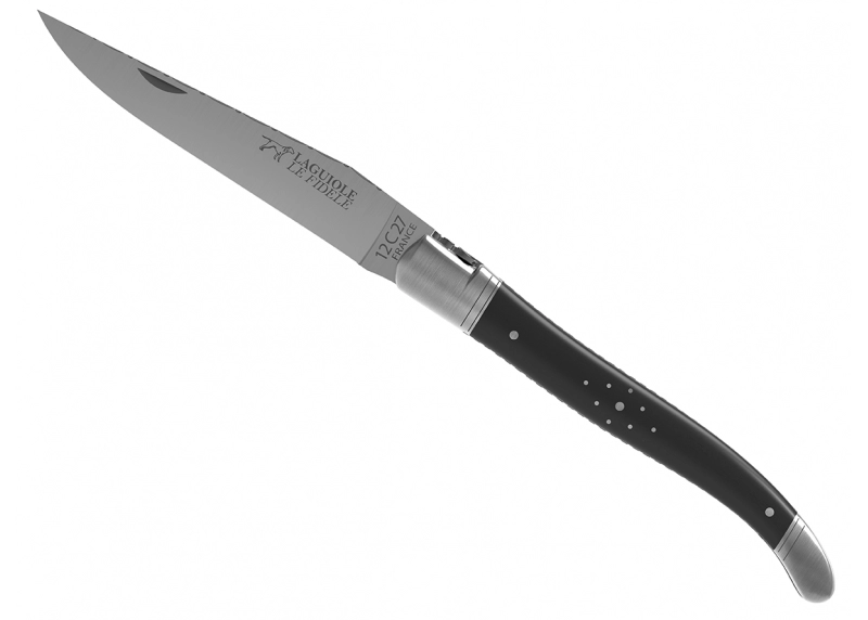 Prestige edition Laguiole knife with ebony wood handle and stainless steel bolsters image 3