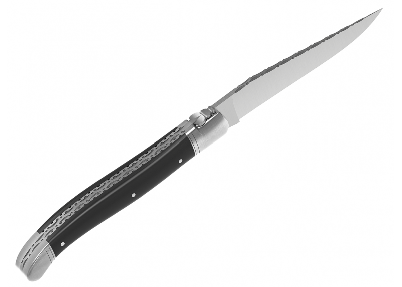 Prestige edition Laguiole knife with ebony wood handle and stainless steel bolsters image 4