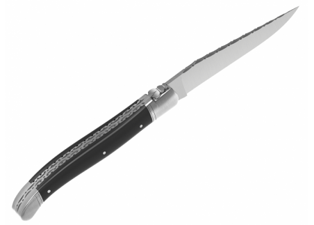 Prestige edition Laguiole knife with ebony wood handle and stainless steel bolsters image 4