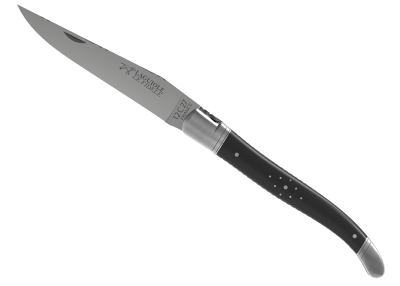 Prestige edition Laguiole knife with ebony wood handle and stainless steel bolsters image 10