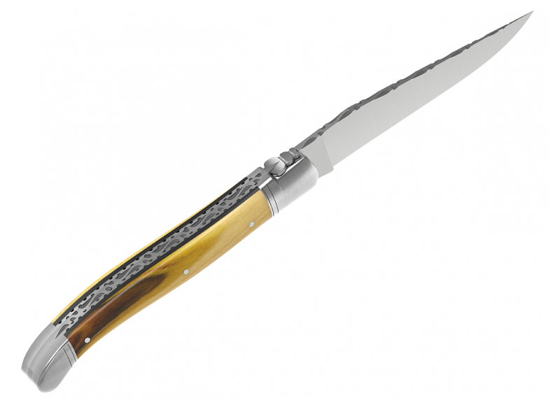 Prestige edition Laguiole knife with pistachio wood handle and stainless steel bolsters image 18