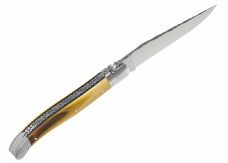 Prestige edition Laguiole knife with pistachio wood handle and stainless steel bolsters image 18