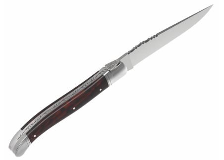 Laguiole knife with amourette wood handle and 2 stainless steel bolsters image 4