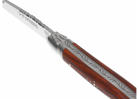 Laguiole knife with cocobolo wood handle and 2 stainless steel bolsters image 2