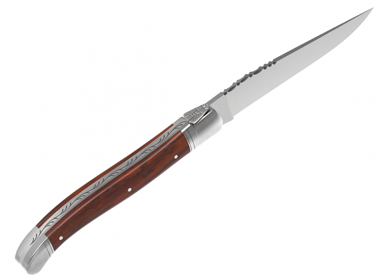 Couteau Laguiole avec un manche en bois de cocobolo et 2 mitres en acier inoxydable image 3