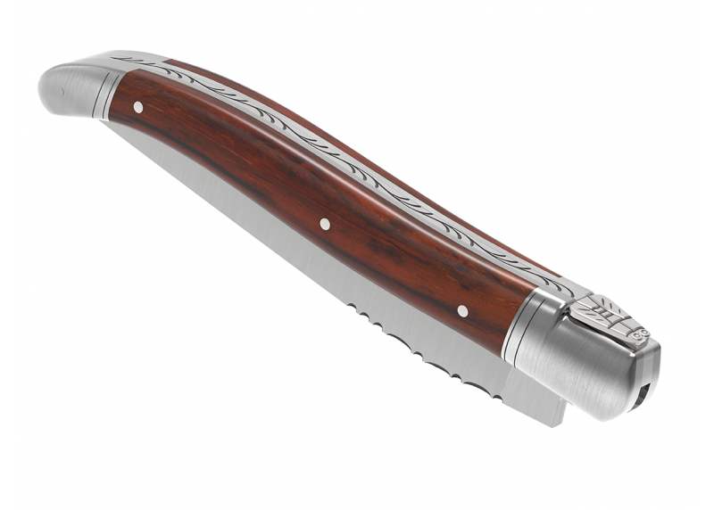 Laguiole knife with cocobolo wood handle and 2 stainless steel bolsters image 7