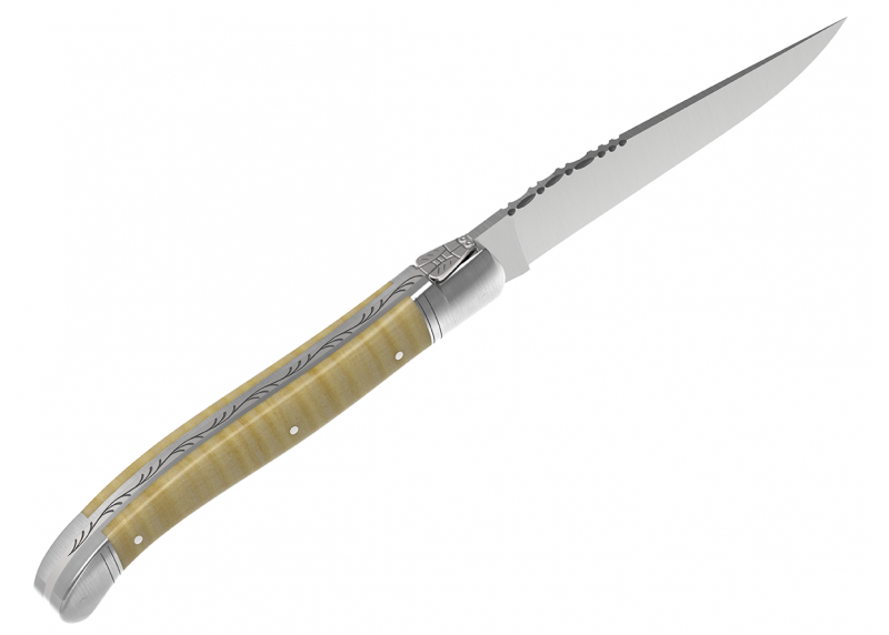 Couteau Laguiole avec un manche en érable onde et 2 mitres en acier inoxydable image 3