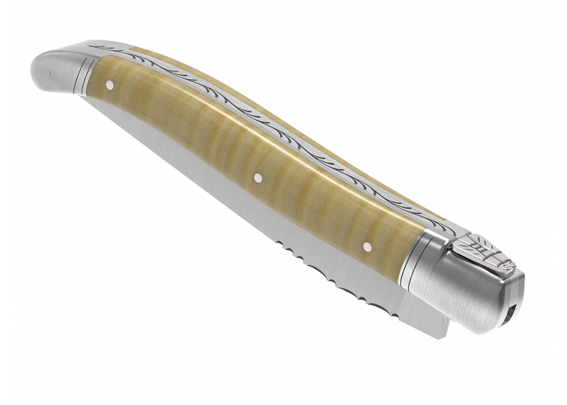 Couteau Laguiole avec un manche en érable onde et 2 mitres en acier inoxydable image 6
