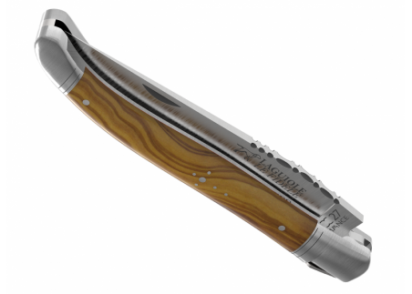 Couteau Laguiole avec un manche en bois d'olivier et 2 mitres en acier inoxydable image 4