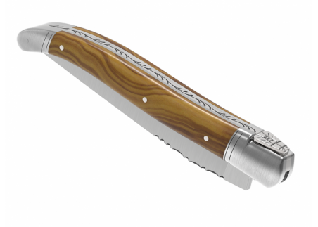 Couteau Laguiole avec un manche en bois d'olivier et 2 mitres en acier inoxydable image 6
