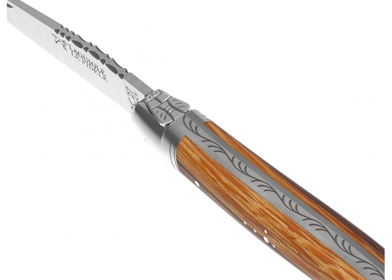 Couteau Laguiole avec un manche en bois de serpent et 2 mitres inox image 1