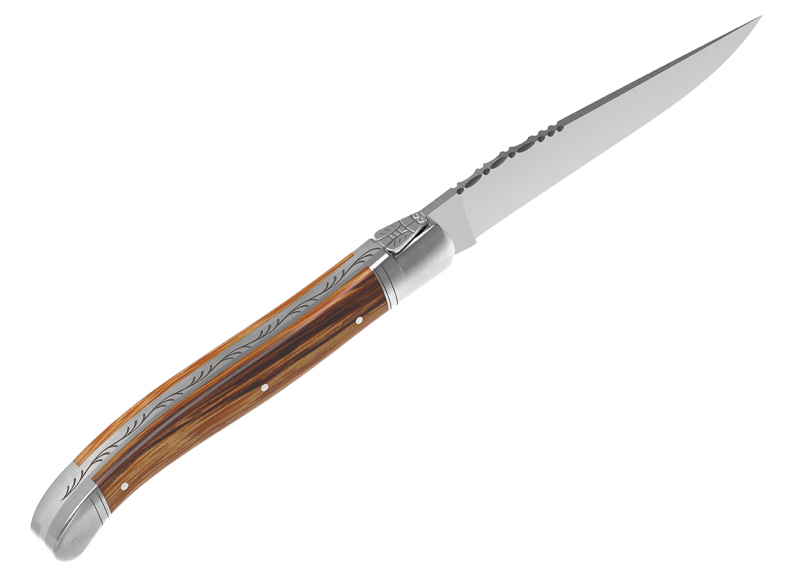 Couteau Laguiole avec un manche en bois de serpent et 2 mitres inox image 3