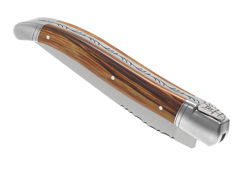 Couteau Laguiole avec un manche en bois de serpent et 2 mitres inox image 6