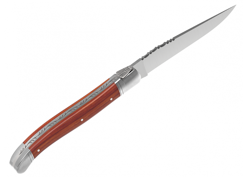 Couteau Laguiole avec un manche en bois de rose et 2 mitres en acier inoxydable image 3