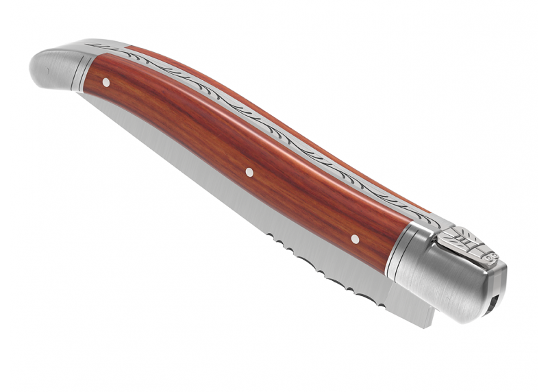 Couteau Laguiole avec un manche en bois de rose et 2 mitres en acier inoxydable image 6